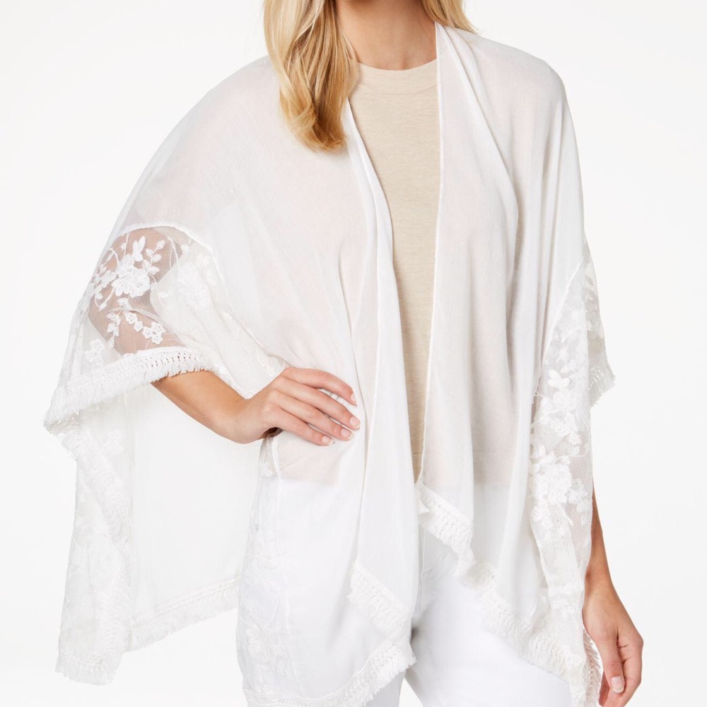 Embroidered, fringe kimono cover